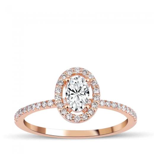 0.90 karat Laboratuvar Pırlanta Oval Tektaş Yüzük